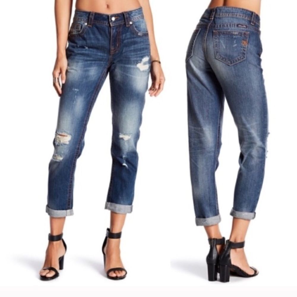 NWT Miss Me Blue Boyfriend Ankle Jeans